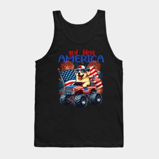 Dog riding monster truck for 4th of july Tank Top